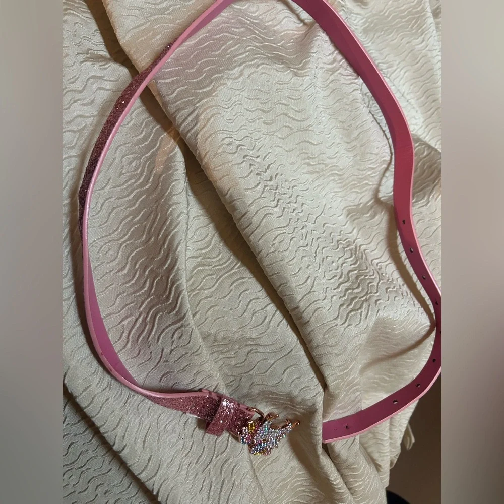 Pink Glitter Belt with Unicorn Buckle